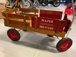 1930's Vintage Wooden Wagon Radio Flyer Rapid Delivery Deluxe Kids Toy Unrestore