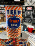 1954 Mission Orange Soda Tin Can Coin Piggy Bank Collectible Vintage Nice!