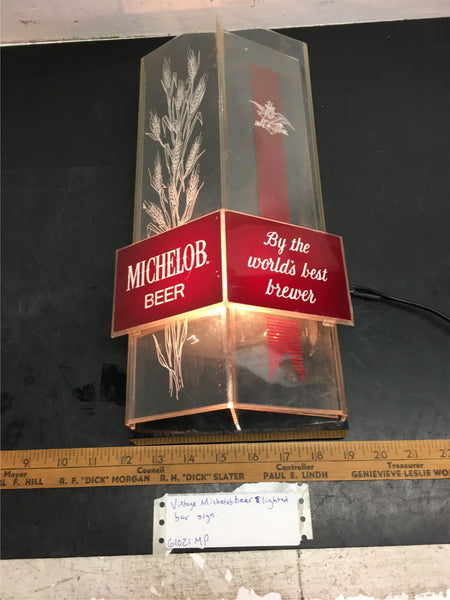 Old style beer sign vintage lighted on tap bar wall light Rare Working  Light 19