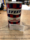 Vintage Can Of Steed Oil Conditioner, 5fl oz Sealed can Gas & Oil Checkered flag