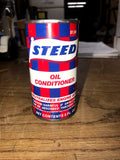 Vintage Can Of Steed Oil Conditioner, 5fl oz Sealed can Gas & Oil Checkered flag