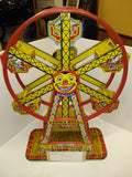 Vintage **J.CHEIN HERCULES FERRIS WHEEL Wind Up Lithograph Toy *GREAT GRAPHICS!