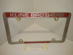Vintage Kline Brothers Reedsville Pa Aluminum License Plate Frame !960s 1970s #1