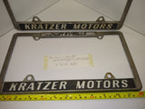 Vtg 2Pc Kratzer Motors Paxtonville Pa License Plate Frame 1960's Auto Hot Rot