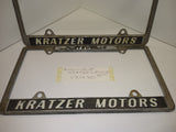 Vtg 2Pc Kratzer Motors Paxtonville Pa License Plate Frame 1960's Auto Hot Rot