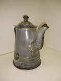 Vintage Antique 6.5 Gooseneck Graniteware Coffee Tea Pot Gray Mottled Enamelware