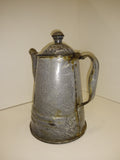 Vintage Antique 6.5 Gooseneck Graniteware Coffee Tea Pot Gray Mottled Enamelware
