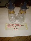 Vintage Corning Glass Works Salt And Pepper Shakers 14K Gold Bands Mid Century!