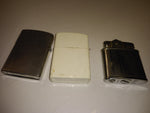 3 Pc Vintage Cigarette Lighter lot Unfired Barlow Advertising Lighter and Manor