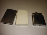 3 Pc Vintage Cigarette Lighter lot Unfired Barlow Advertising Lighter and Manor