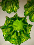 Vintage 3 Piece Graduated Nesting Green Art Glass Candle Holders Decor
