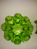 Vintage 3 Piece Graduated Nesting Green Art Glass Candle Holders Decor