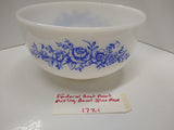 Vintage Federal Heat Proof 2.5 Qt Blue Rose Mixing Bowl Casserole Baking Dish