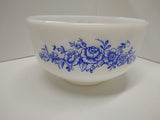Vintage Federal Heat Proof 2.5 Qt Blue Rose Mixing Bowl Casserole Baking Dish
