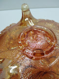 Vintage 7.5" Imperial Glass Carnival 3 Footed Candy Dish Rose Pattern Ruffled