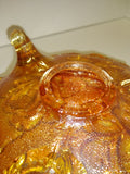 Vintage 7.5" Imperial Glass Carnival 3 Footed Candy Dish Rose Pattern Ruffled