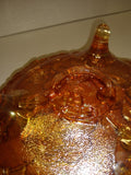 Vintage 7.5" Imperial Glass Carnival 3 Footed Candy Dish Rose Pattern Ruffled