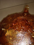 Vintage 7.5" Imperial Glass Carnival 3 Footed Candy Dish Rose Pattern Ruffled
