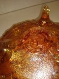 Vintage 7.5" Imperial Glass Carnival 3 Footed Candy Dish Rose Pattern Ruffled