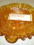 Vintage 7.5" Imperial Glass Carnival 3 Footed Candy Dish Rose Pattern Ruffled