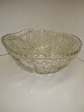 Vintage Pressed Glass Fruit Bowl Clear Pattern Glass Sawtooth edge 8" Excellent!