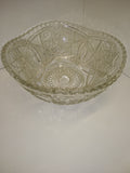 Vintage Pressed Glass Fruit Bowl Clear Pattern Glass Sawtooth edge 8" Excellent!