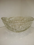 Vintage Pressed Glass Fruit Bowl Clear Pattern Glass Sawtooth edge 8" Excellent!