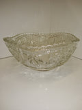 Vintage Pressed Glass Fruit Bowl Clear Pattern Glass Sawtooth edge 8" Excellent!