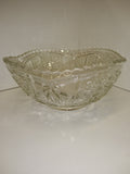 Vintage Pressed Glass Fruit Bowl Clear Pattern Glass Sawtooth edge 8" Excellent!