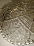 Vintage Pressed Glass Fruit Bowl Clear Pattern Glass Sawtooth edge 8" Excellent!