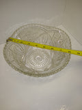 Vintage Pressed Glass Fruit Bowl Clear Pattern Glass Sawtooth edge 8" Excellent!