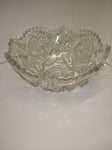 Vintage Pressed Glass Fruit Bowl Clear Pattern Glass Sawtooth edge 9" Excellent!