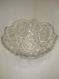 Vintage Pressed Glass Fruit Bowl Clear Pattern Glass Sawtooth edge 9" Excellent!