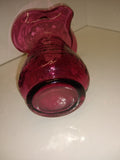 Vintage 2 Piece Cranberry Glass Pitcher Set Syrup Creamer Crackle Hand Blown!