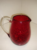 Vintage Kanawha Ruby Red Crackle Glass Syrup Pitcher Creamer Hand Blown!