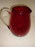 Vintage Kanawha Ruby Red Crackle Glass Syrup Pitcher Creamer Hand Blown!