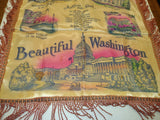 Vintage Satin Souvenir Washington DC Pillow Case Sham 17" Famous Sights of DC