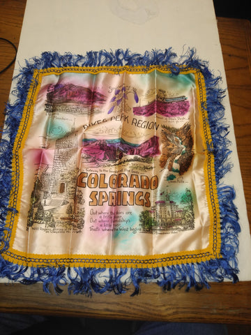 Vintage Colorado Springs Pikes Peak Region Satin Souvenir Pillow Sham Case 17"