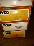 Vtg TYCO 4 Pc Lot Diesel Santa Fe Switcher Caboose Box Car Railroad Train Toy