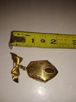 Vintage Art Deco Gold Tone Locket on Sterling Ribbon Pin Very Nice!