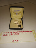 Vintage 12K Gold Filled WESTINGHOUSE 30 Year Tie Tack in Box Very Nice!