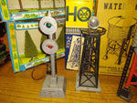 vtg Marx AHM Lot Floodlight, Water, and Signal Tower Landscape Trees Train