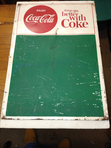 Vintage Tin Coca Cola Menu Sign Thing Go Better With Coke Enjoy Coca Cola 28x19
