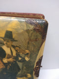 Antique Victorian Celluloid Photo Album Man and Woman Pilgrim Settler Theme