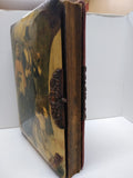 Antique Victorian Celluloid Photo Album Man and Woman Pilgrim Settler Theme