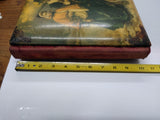Antique Victorian Celluloid Photo Album Man and Woman Pilgrim Settler Theme