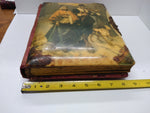Antique Victorian Celluloid Photo Album Man and Woman Pilgrim Settler Theme