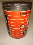 Vintage Dutch Brand by John Mansfield Electrical Tape Can Tin Cardboard Orange