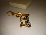 Vintage 12K Gold Filled Cuff Link and Tie Bar Set Unknown Stones Great Shape!