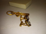 Vintage 12K Gold Filled Cuff Link and Tie Bar Set Unknown Stones Great Shape!